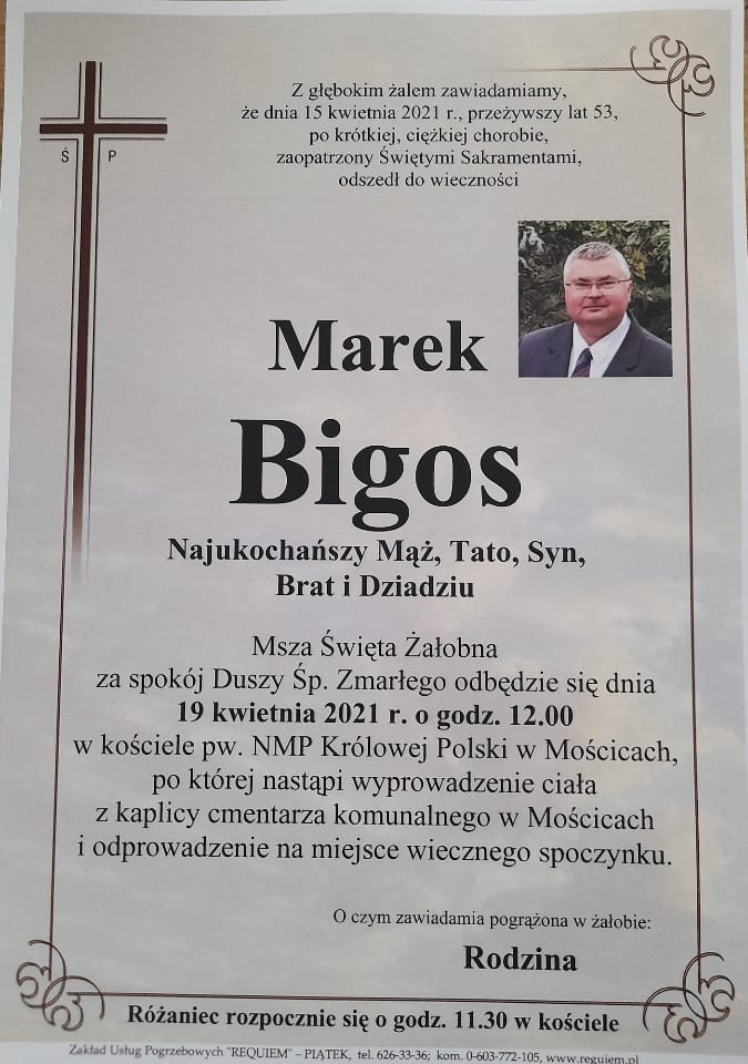 Nekrolog Marek Bigos